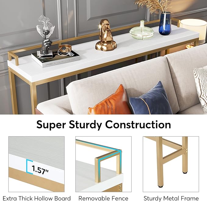 Tribesigns 70.9 inch Extra Long Sofa Table, Narrow Console Table Behind Couch - Image 7