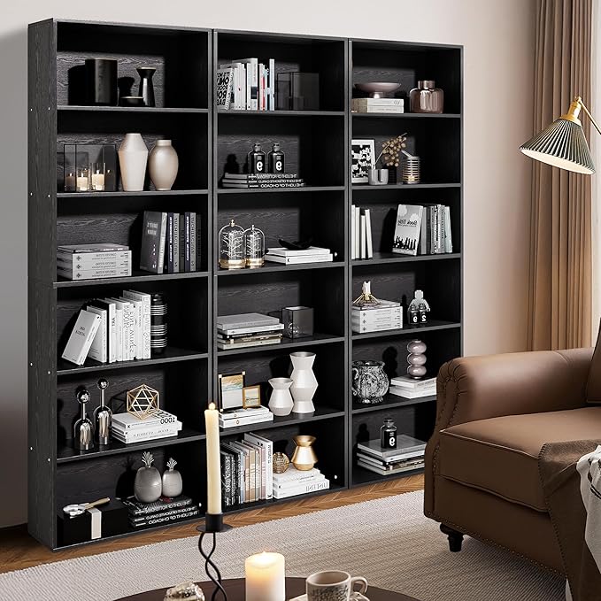 71" Tall Bookcase, 6-Tier Open Display Storage Shelves, Floor Standing Large - Image 7