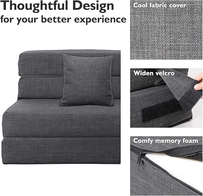 ANONER 60" Fold Sofa Bed Couch Memory Foam - Image 5