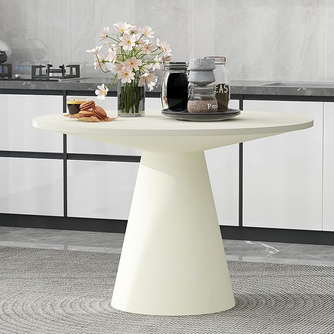 ERYE Contemporary Wooden Round Dining Table, More Decorative Rubber Wood by Unknown