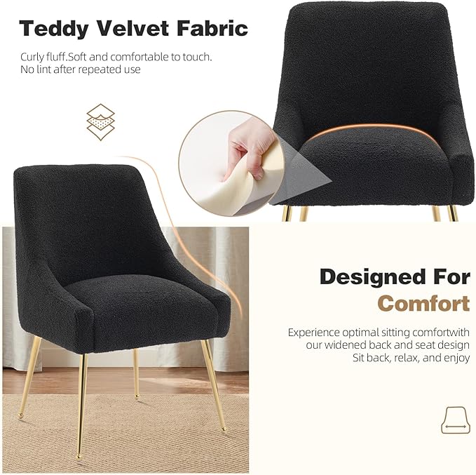 Dining Chairs Medieval Modern Restaurant Chairs, Soft Cushions, Teddy Velvet - Image 5