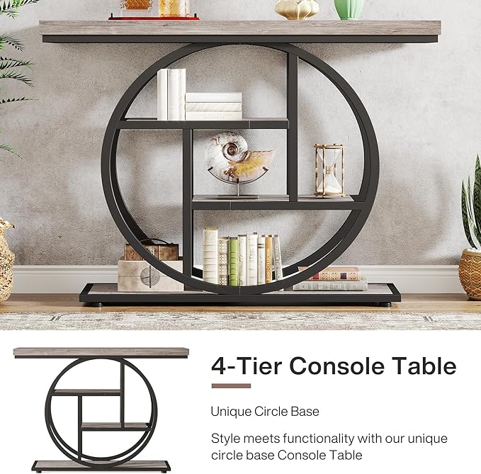 Tribesigns 41.3" Console Table, Industrial 4-Tier Sofa Table Entryway Table - Image 6