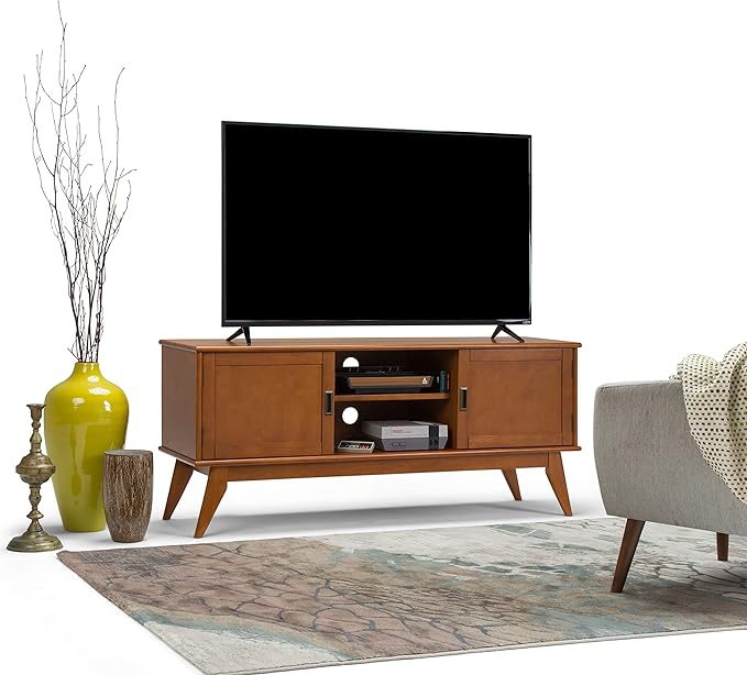 SIMPLIHOME Draper SOLID HARDWOOD 60 inch Wide Mid Century Modern TV Media Stand - Image 11