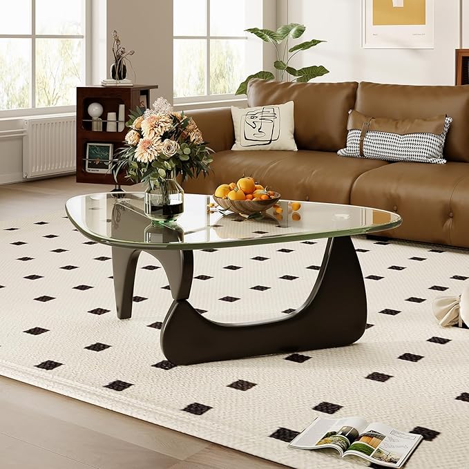 Glass Coffee Table for Living Room Mid Century Modern Triangle Center Table - Image 5