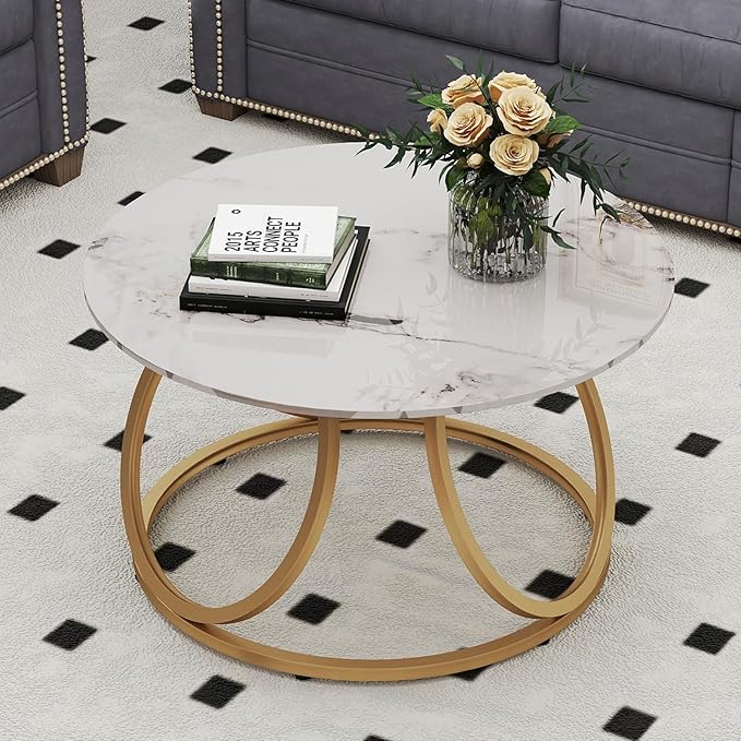 OIOG Round Coffee Table for Living Room, Modern Coffee Table - Image 7