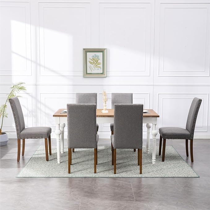 Parsons Kitchen Dining Chair Set Room Modern Upholstered Stylish Fabric High - Image 5