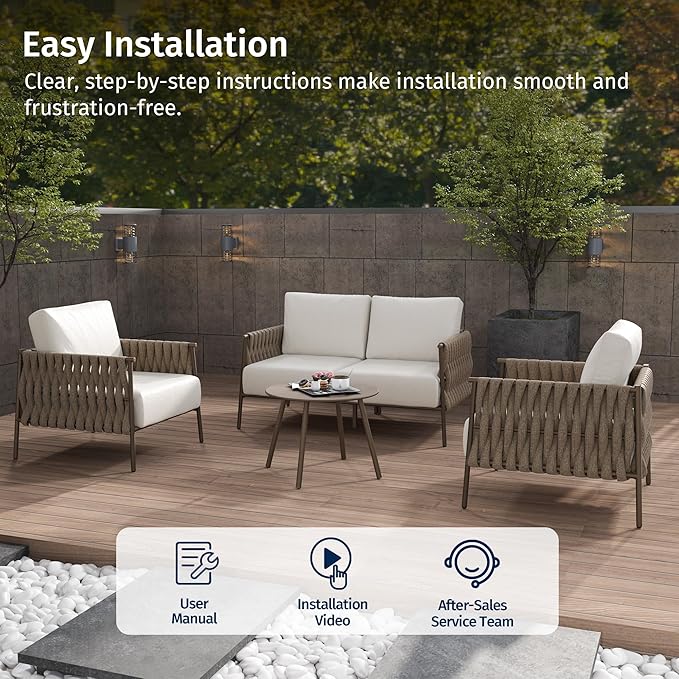 EAST OAK 4-Piece Patio Furniture Set | Life Chatter Outdoor Furniture | Coffee - Image 9