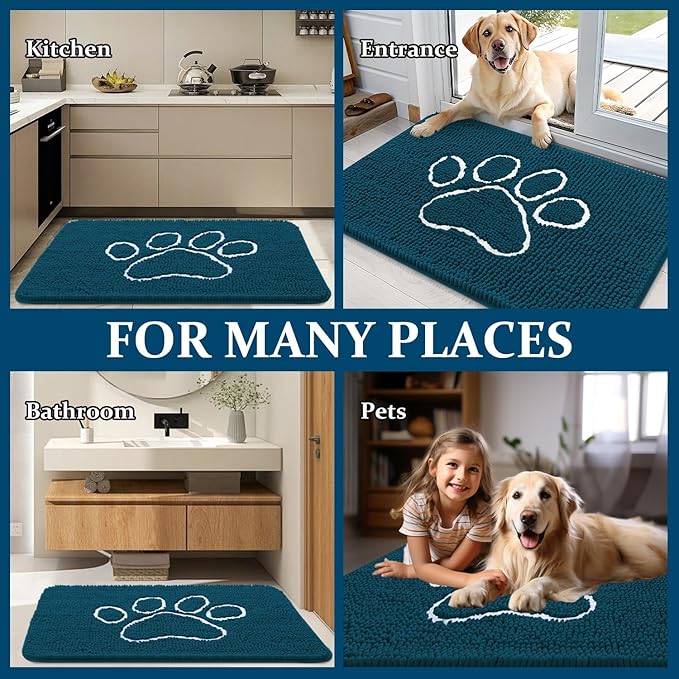 OLANLY Door Mat for Muddy Dog Paws 59x24, Absorbent Chenille Mud Doormat - Image 8