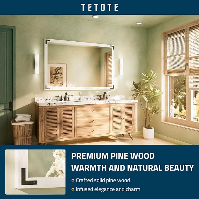 TETOTE 55 x 36 White Wood Mirror - Image 2