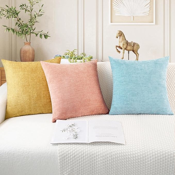 CaliTime Throw Pillow Covers Decorative 22 X 22 Inches Pack of 2 Cozy Chenille - Image 5