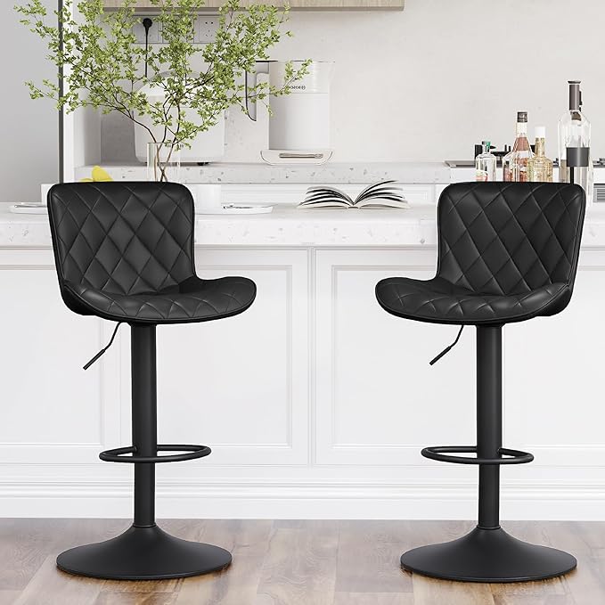 YOUNUOKE Bar Stools Set of 2 Faux Leather Barstools by YOUNUOKE