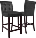 HomePop 24" Upholstered Button Tufted Leatherette Counter Height Barstool Chairs by HomePop