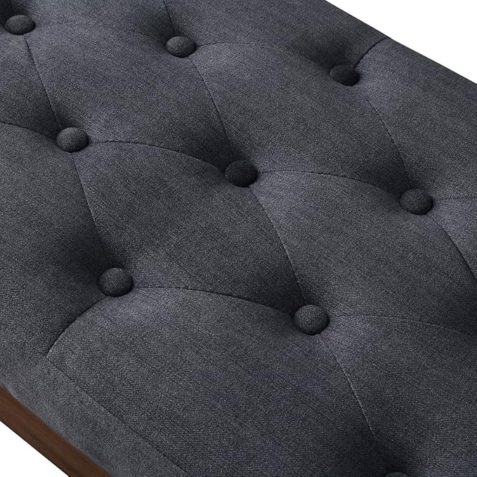 24KF Velvet Upholstered Buttons Tufted Entryway Bench - Image 6