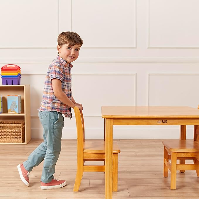 ECR4Kids 30in x 30in Square Hardwood Table and Chair Set, 12in Seat Height - Image 10