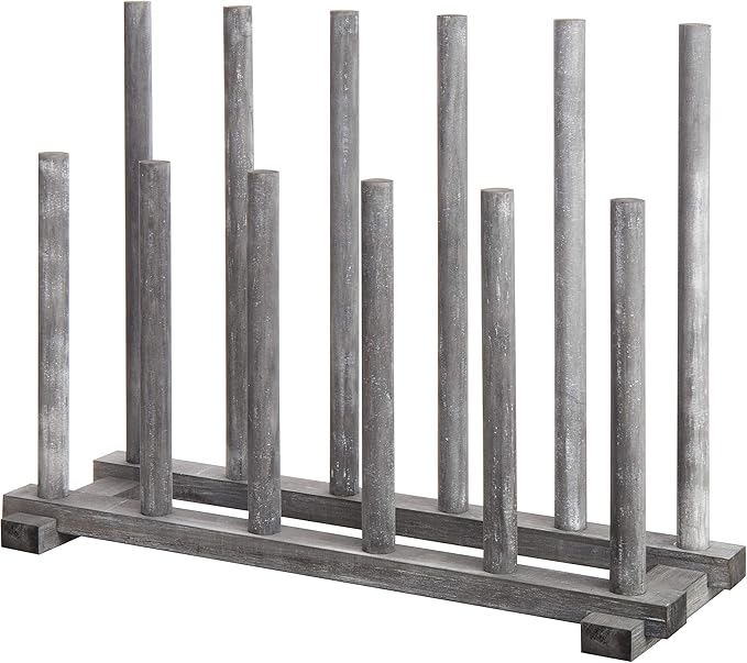 MyGift Coastal Graywashed Solid Wood Floor Standing Boot Holder Rack, Wooden - Image 5