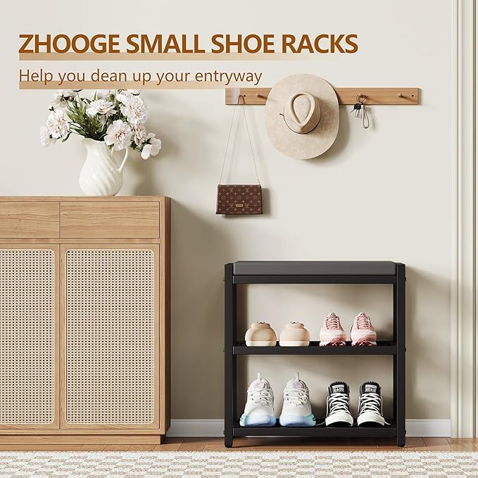 ZHOOGE Small Shoe Bench Shoe Rack Storage Bench Entryway Bench Shoe Shelf - Image 7