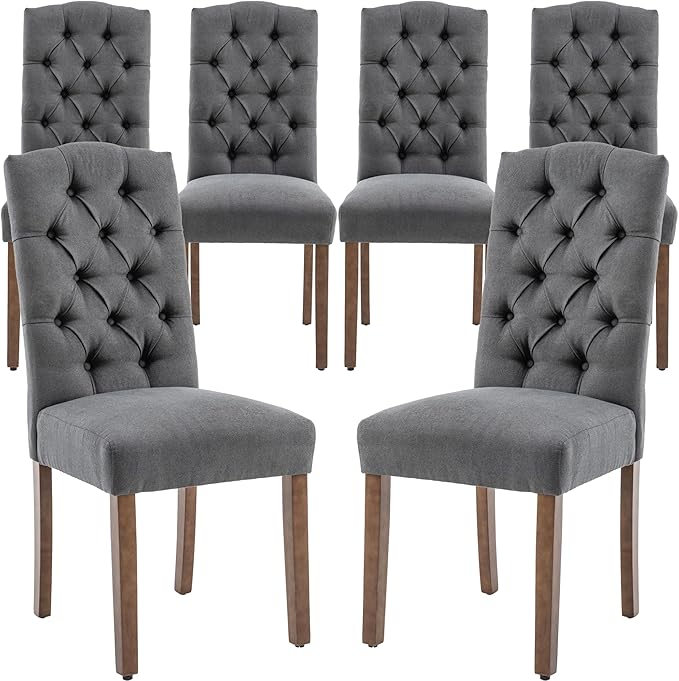 Tufted Upholstered Parsons Dining Chair Set Fabric Diner Accent Stylish Modern by SNUGWAY