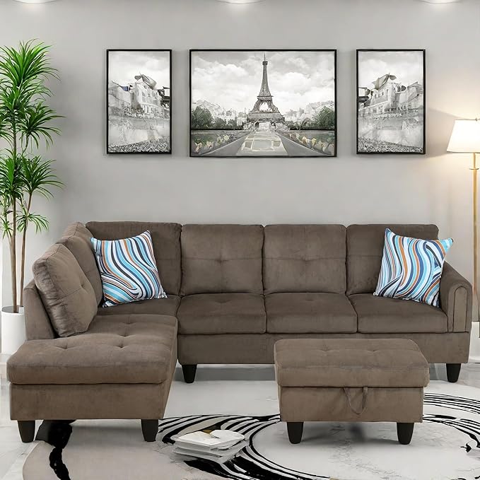 Convertible Sectional Couch, Large L Shaped Couch by ChicFurnit