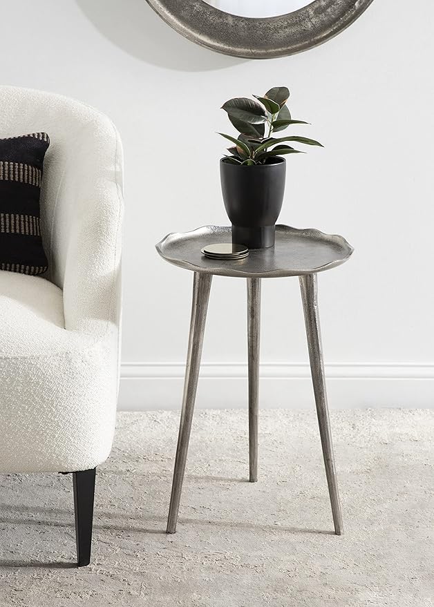 Kate and Laurel Alessia Modern Round Metal Side Table; 15 x 15 x 22; Silver; - Image 2
