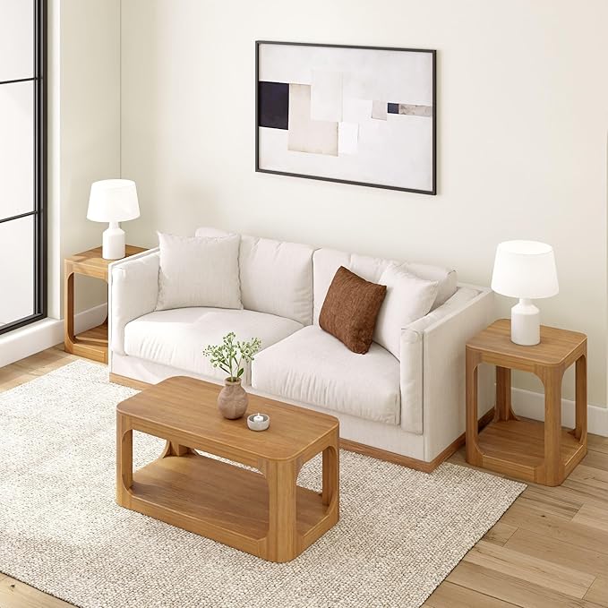 Plank+Beam Small Forma Coffee Table, Solid Wood 40 Inch Modern Coffee Table - Image 6