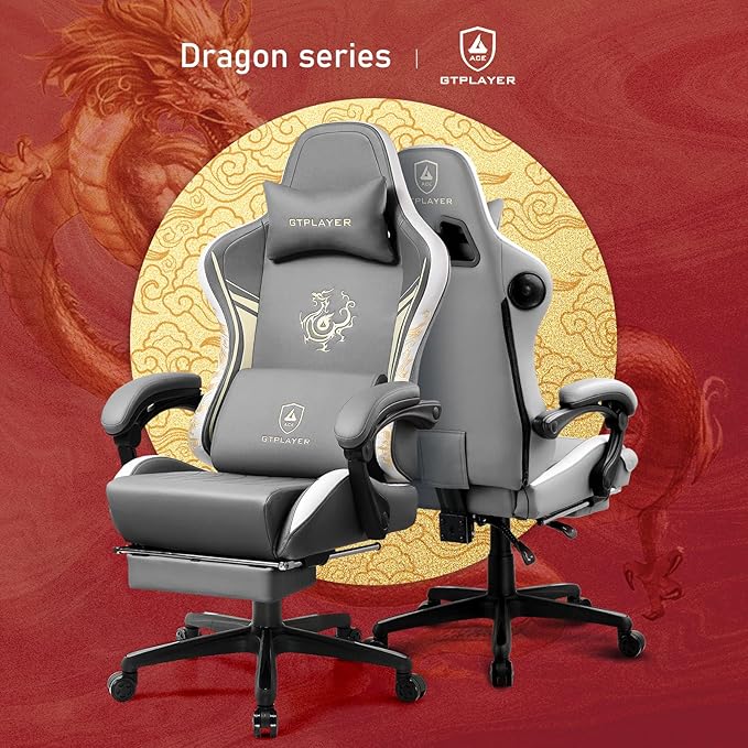 GTPLAYER Gaming Chair with Bluetooth Speakers and Footrest, Dragon Series Video - Image 4