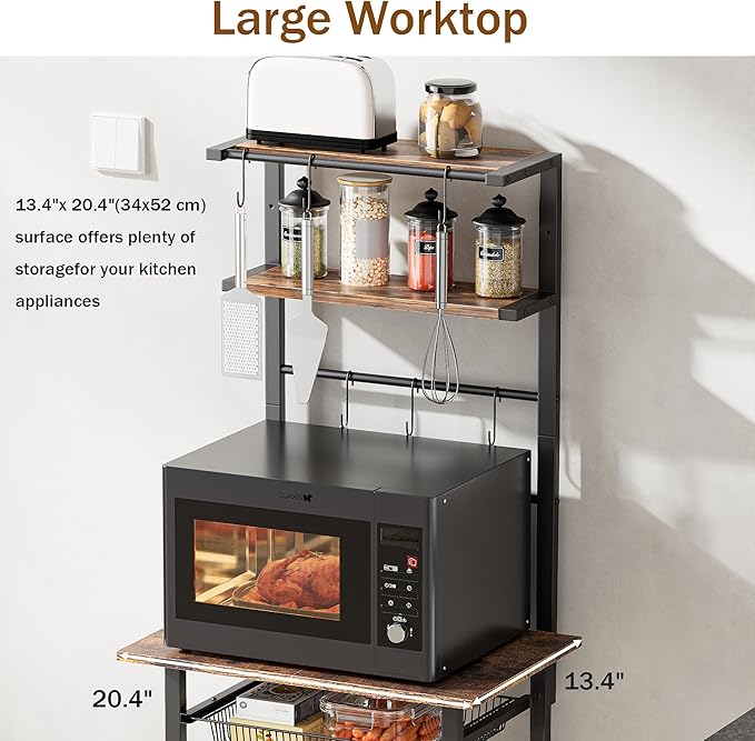 Kitchen Bakers Rack, 6-Tier Microwave Stand - Image 3