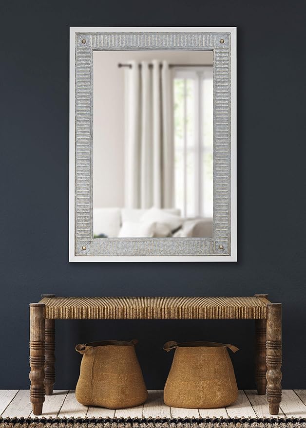 Kate and Laurel Deely Farmhouse Wall Mirror, 27 x 39, Rustic Wall Decor - Image 3