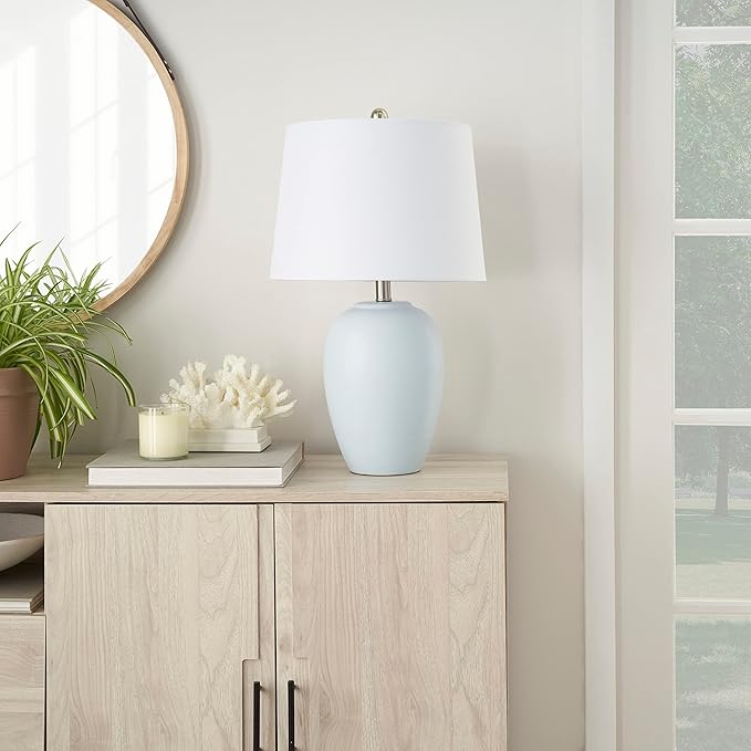 Nourison Home 23" Coastal Blue Ceramic Pot Table Lamp - Image 2
