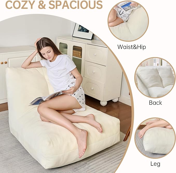 Bean Bag Chairs for Adults, Memory Foam Bean Bag Chair, Spacious Single Sofa - Image 4