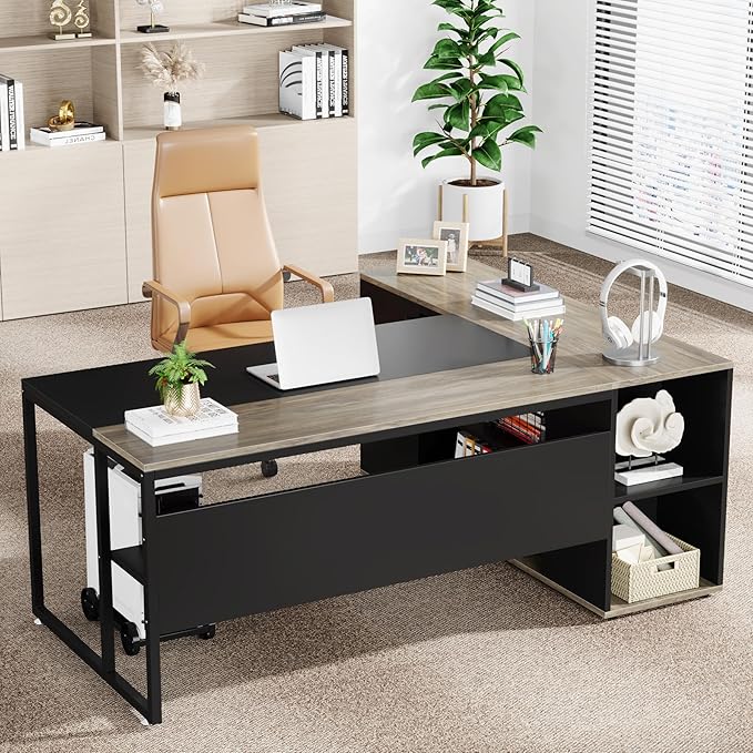 Tribesigns 71 inch Executive Desk, L Shaped Desk - Image 5