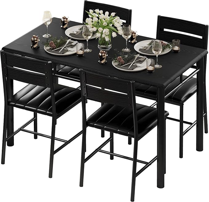 IRONCK Dining Table Set for 4, Wood Kitchen Table by IRONCK