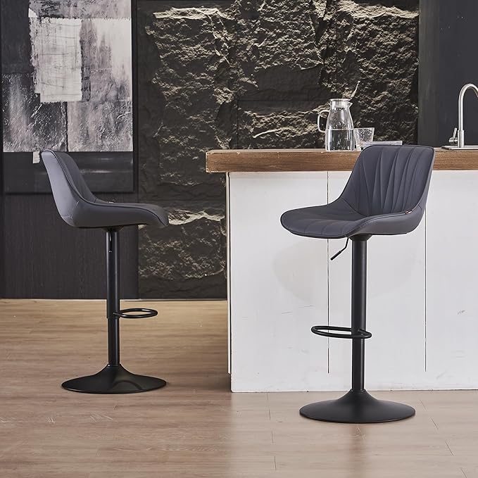 YOUNIKE Bar Stools Set of 2 for Kitchen Island, Faux Leather Padded Barstools - Image 10