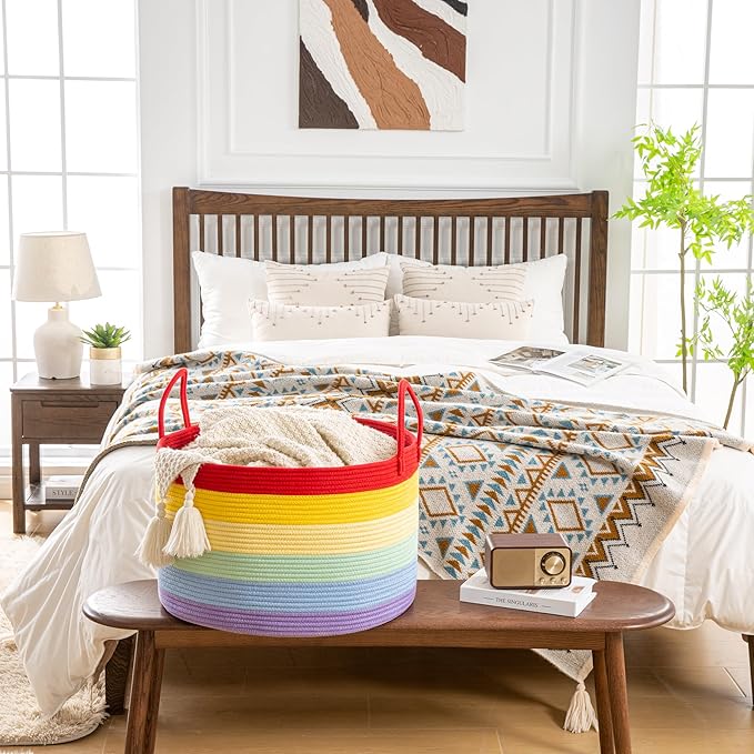 KAKAMAY Large Blanket Basket, Woven Baskets - Image 7