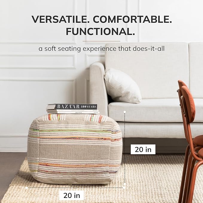 Anji Mountain 100% Handmade & Handcrafted Comfortable Home Décor Pouf Ottoman - Image 3
