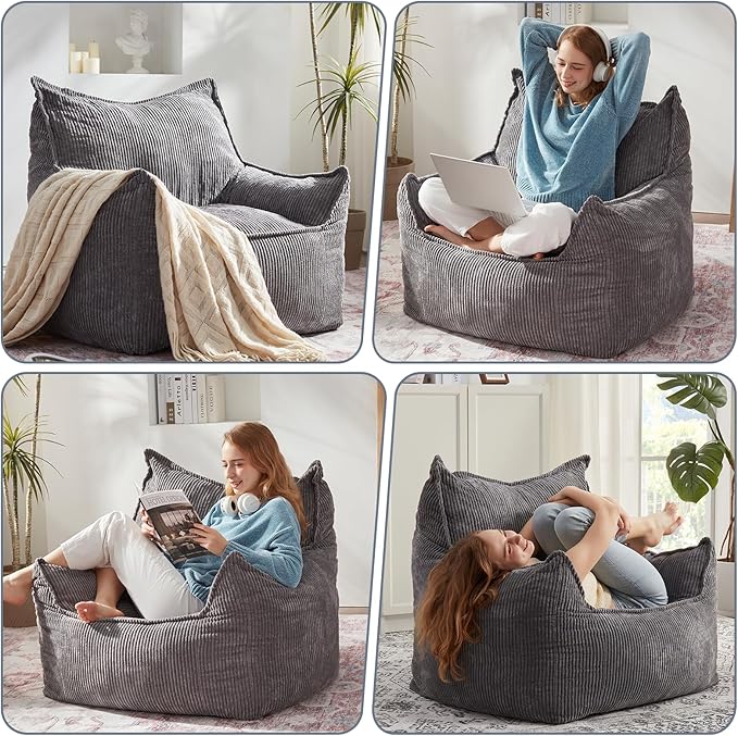Giant Bean Bag Chair Sofa for Adults Teens, Comfy Corduroy Large Bean Bag Chairs - Image 8