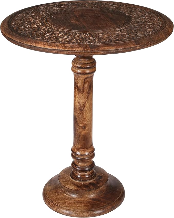 Lightnpro Hand-Carved Wooden Pillar Table - Image 3