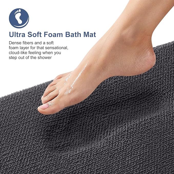 OLANLY Thick Memory Foam Bath Mat Rug 59x24, Extra Soft Absorbent Bathroom Rug - Image 2
