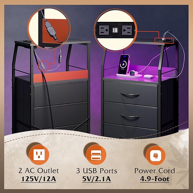 WLIVE Night Stand Set of 2 - Image 5