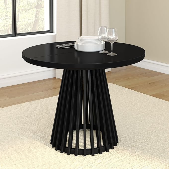 Plank+Beam Lido Round Dining Table, Minimalist Kitchen Table by PlankBeam