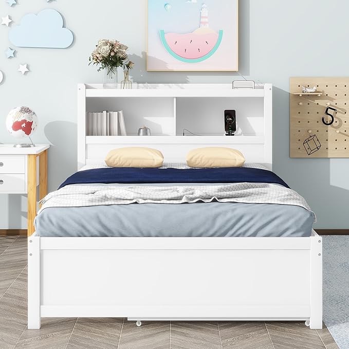 Full Size Pine Wood Platform Bed - Image 3