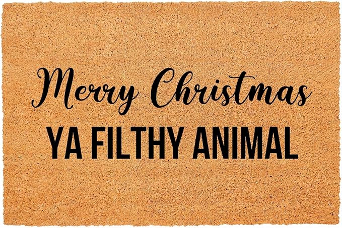 Funny Coir Doormat Merry Christmas YA Filthy Animal Front Door Mat Entryway by FNDMCTPS