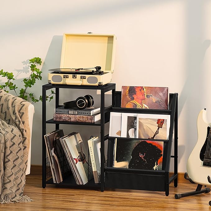 LELELINKY Black End Table, Record Player Stand - Image 7