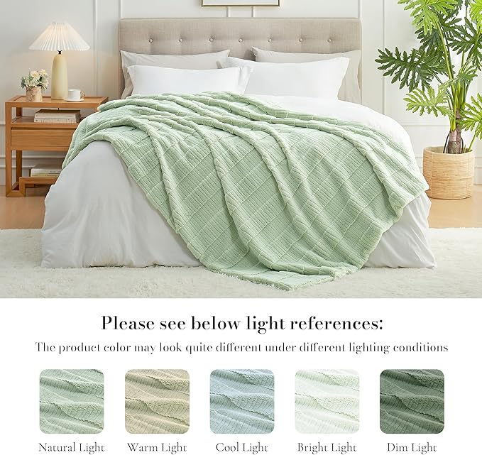 Amélie Home Luxury Striped Faux Fur Throw Blanket - Image 3
