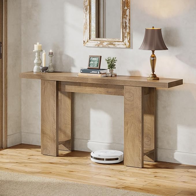 63-Inch Farmhouse Console Table, Narrow Long Sofa Table Behind Couch, Wooden by Celaform