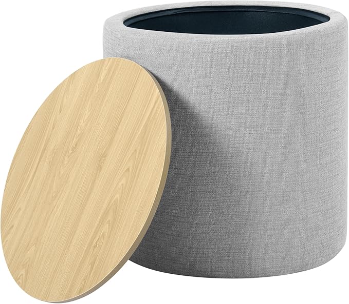HomePop Storage Ottoman with Wood Top - Image 7