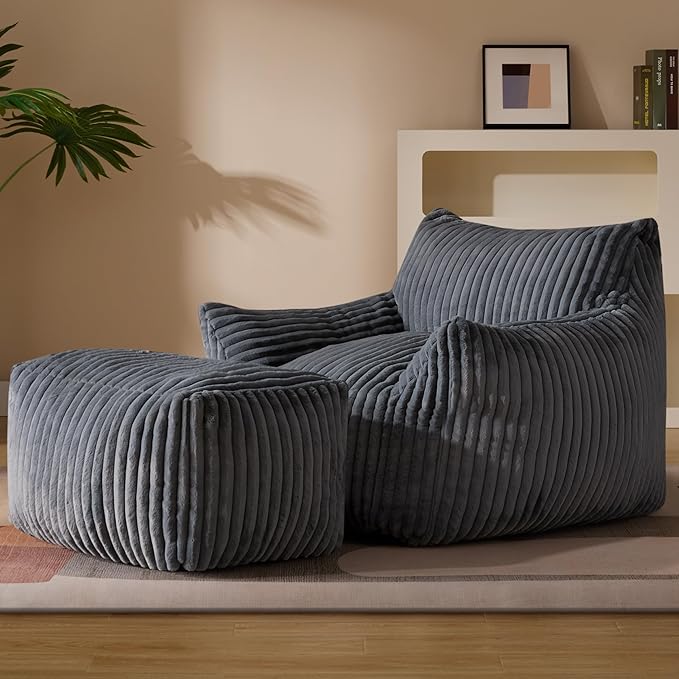 Oversized Bean Bag Chaise Lounge Chair Indoor by Gericco