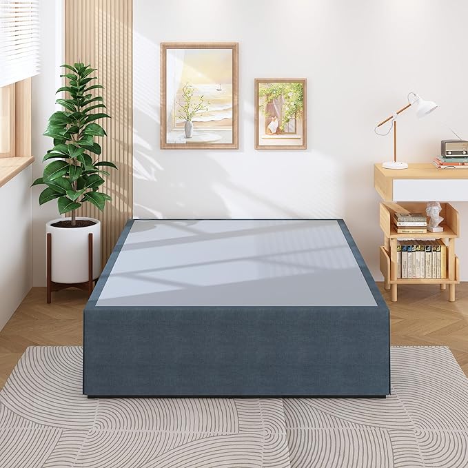 18 Inch Queen Bed Frame with Cover Skirt, Heavy Duty Steel Slat Support Metal - Image 9