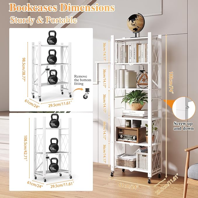 BAYOYONI 6 Tier Industrial Bookshelf - Image 7