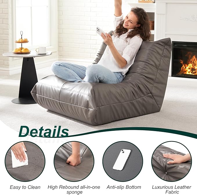 Hobestluk Giant Bean Bag Chair Lazy Floor Sofa, Memory Foam Fireside Sofa - Image 3