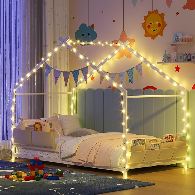 Timy House Shape Twin Size Montessori House Bed Metal Floor Bed - Image 4